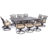 Hanover Traditions 11 Piece Aluminum Outdoor Dining Set with Swivel Rocking Chairs Tan