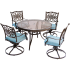Hanover Traditions Five Piece Aluminum Framed Polyester Outdoor Dining Set with Swivel Chairs Blue