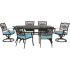 Hanover Traditions Seven Piece Aluminum Framed Outdoor Dining Set with Cushions Blue