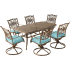 Hanover Traditions Seven Piece Aluminum Framed Polyester Outdoor Dining Set with Cast Top Blue