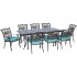Hanover Traditions Nine Piece Aluminum Framed Outdoor Dining Set with Cushions Blue
