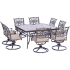 Hanover Traditions Nine Piece Square Aluminum Framed Polyester Outdoor Dining Set Tan