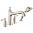 Hansgrohe Joleena Deck Mounted Roman Tub Filler with Built-In Diverter with Included Hand Shower, Less Rough In - Limited Lifetime Warranty Brushed Nickel