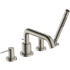 Hansgrohe Tecturis S Deck Mounted Roman Tub Filler with Built-In Diverter and Hand Shower - Less Rough In Brushed Nickel