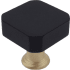 Hapny Home Mod 1-1/8" Luxury Square Solid Brass Split Finish Cabinet / Drawer Knob with Snub Corners Matte Black / Satin Brass