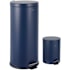 happimess Oscar 35.2 Liter Iron Free Standing Step-Open Trash Can with Matching Mini Can Denim Blue
