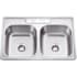 Hardware Resources Stainless Steel 33"L x 22" W Drop In Equal Double Basin Kitchen Sink with 3 Pre-Drilled 8" Spread Holes Stainless Steel