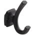 Hickory Hardware Veranda Pack of (5) 1-3/4" Wide Double Prong Faceted Single Wall Mount Robe Bath Towel Hook Matte Black