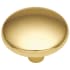 Hickory Hardware Pack of 25 - Metropolis 1-3/16" Round Mushroom Cabinet Knobs / Drawer Knobs Polished Brass