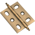 Hickory Hardware Pack of 10 Pairs - Inset Butt Cabinet Door Hinge Antique Brass