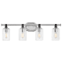 Hinkley Lighting Halstead 4 Light 32" Wide Bathroom Vanity Light with Clear Glass Shades Chrome