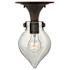 Hinkley Lighting 1 Light Indoor Semi-Flush Ceiling Fixture with Clear Teardrop Shade from the Congress Collection Oil Rubbed Bronze