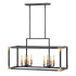 Hinkley Lighting Louis 8 Light 35" Wide Linear Chandelier Satin Black / Heritage Brass