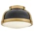 Hinkley Lighting Barton 2 Light 15" Wide Flush Mount Ceiling Fixture Black / Lacquered Brass