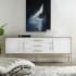 Hooker Furniture Cascade 80" Wide Modern Couture Chic Home Entertainment TV Stand Media Console Terrain / White