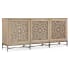 Hooker Furniture Melange 80" Wide 3 Door 1 Drawer Maple Veneer Media Cabinet Pearl / Antique Metal