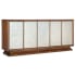 Hooker Furniture Melange 80" Wide 5 Door 1 Drawer Glass, Walnut Veneer Media Cabinet Walnut / Silver Painted Glass
