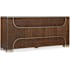 Hooker Furniture Melange 74" Wide 4 Door Walnut and Veneer Media Cabinet with Touch-Latch Doors Dark Walnut / Champagne