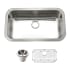 Houzer Belleo 31-1/2" Drop In Single Basin Stainless Steel Kitchen Sink with Basin Rack and Basket Strainer Stainless Steel
