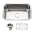 Houzer Belleo 26-1/2" Drop In Single Basin Stainless Steel Kitchen Sink with Basin Rack and Basket Strainer Stainless Steel