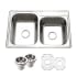 Houzer Glowtone 33" Drop In Double Basin Stainless Steel Kitchen Sink with Basin Rack and Basket Strainer Stainless Steel