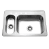 Houzer Legend 33" Drop In Double Basin Stainless Steel Kitchen Sink with Basket Strainer Stainless Steel