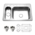 Houzer Legend 33" Drop In Double Basin Stainless Steel Kitchen Sink with Basin Rack and Basket Strainer Stainless Steel