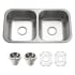 Houzer Medallion Classic 31-1/2" Undermount Double Basin Stainless Steel Kitchen Sink with Basin Rack and Basket Strainer Stainless Steel