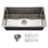 Houzer Nouvelle 31" Undermount Single Basin Stainless Steel Kitchen Sink with Basin Rack and Basket Strainer Stainless Steel