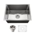 Houzer Nouvelle 23" Undermount Single Basin Stainless Steel Kitchen Sink with Basin Rack and Basket Strainer Stainless Steel