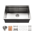 Houzer Novus 26" Undermount Single Basin Stainless Steel Kitchen Sink with Basin Rack, Basket Strainer and Cutting Board Stainless Steel