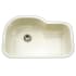 Houzer Porcela 31-1/4" Undermount Single Basin Porcelain, Stainless Steel Kitchen Sink Biscuit