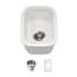 Houzer Platus 12-3/16" Undermount Single Basin Fireclay Bar Sink with Basin Rack and Basket Strainer White