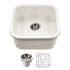 Houzer Platus 18-7/8" Undermount Single Basin Fireclay Bar Sink with Basin Rack and Basket Strainer Biscuit