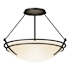 Hubbardton Forge Presidio Tryne 2 Light 16" Wide Semi-Flush Bowl Ceiling Fixture with Customizable Glass Shade Black / Opal