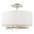 Hubbardton Forge Brindille 3 Light 15" Wide Semi-Flush Drum Ceiling Fixture Vintage Platinum / Natural Anna