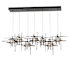 Hubbardton Forge Tura 7 Light 54" Wide Abstract Linear Pendant Dark Smoke