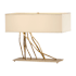 Hubbardton Forge Brindille 2 Light 17" Tall Novelty Table Lamp with Customizable Fabric Shade Soft Gold / Natural Anna