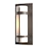 Hubbardton Forge Banded 16" Tall Outdoor Wall Sconce Coastal Dark Smoke / Opal