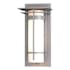 Hubbardton Forge Banded 13" Tall Outdoor Wall Sconce Coastal Burnished Steel / Opal