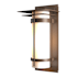 Hubbardton Forge Banded 16" Tall Outdoor Wall Sconce Coastal Bronze / Opal