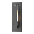 Hubbardton Forge Vertical Bar 15" Tall Outdoor Wall Sconce Coastal Black / Clear