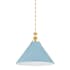 Hudson Valley Lighting Painted No. 2 21" Wide Pendant Aged Brass / Blue Bird