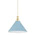 Hudson Valley Lighting Painted No. 2 21" Wide Pendant Aged Brass / Blue Bird