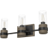 Hunter River Mill 3 Light 22" Wide Vanity Light with Seedy Glass Shades Rustic Iron