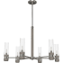 Hunter River Mill 6 Light 30" Wide Chandelier with Clear Seeded Glass Shades Brushed Nickel