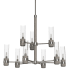Hunter River Mill 9 Light 30" Wide Chandelier with Clear Seeded Glass Shades Brushed Nickel