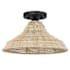 Hunter Agoura 14" Wide Semi-Flush Ceiling Fixture Natural Rattan / Matte Black