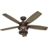 Hunter Coral Bay 52" 5 Blade Indoor / Outdoor LED Ceiling Fan with Remote Control Weathered Copper