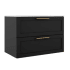 ICO Bath Rhythm 32" Wide Vanity Set with Cabinet, Stone Composite Vanity Cabinet Top, Frameless Mirror, Modern Legs, and Handle Pull - Less Sink Matte Black